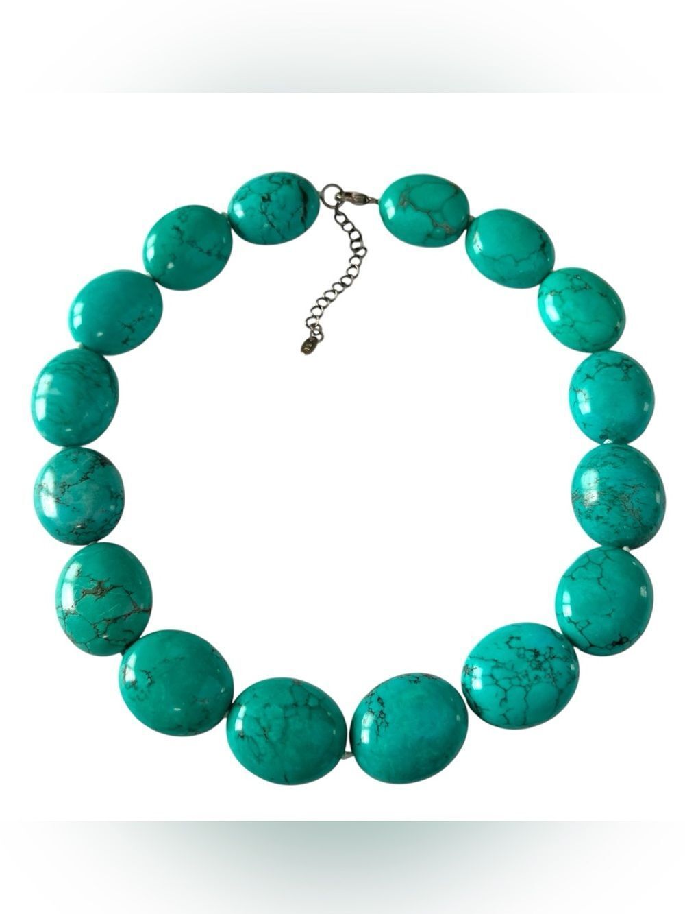 Lucas Lameth 925 Chunky Turquoise Stone Bead Necklace